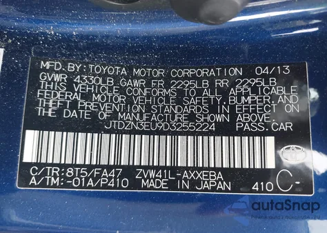 2013 Toyota Prius V Three z USA, uszkodzony, nr VIN JTDZN3EU9D3255224